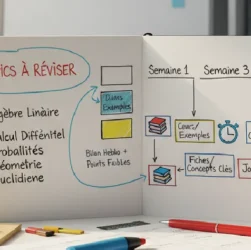 Structure un plan de révision avant un examen de maths.